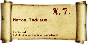 Maros Taddeus névjegykártya